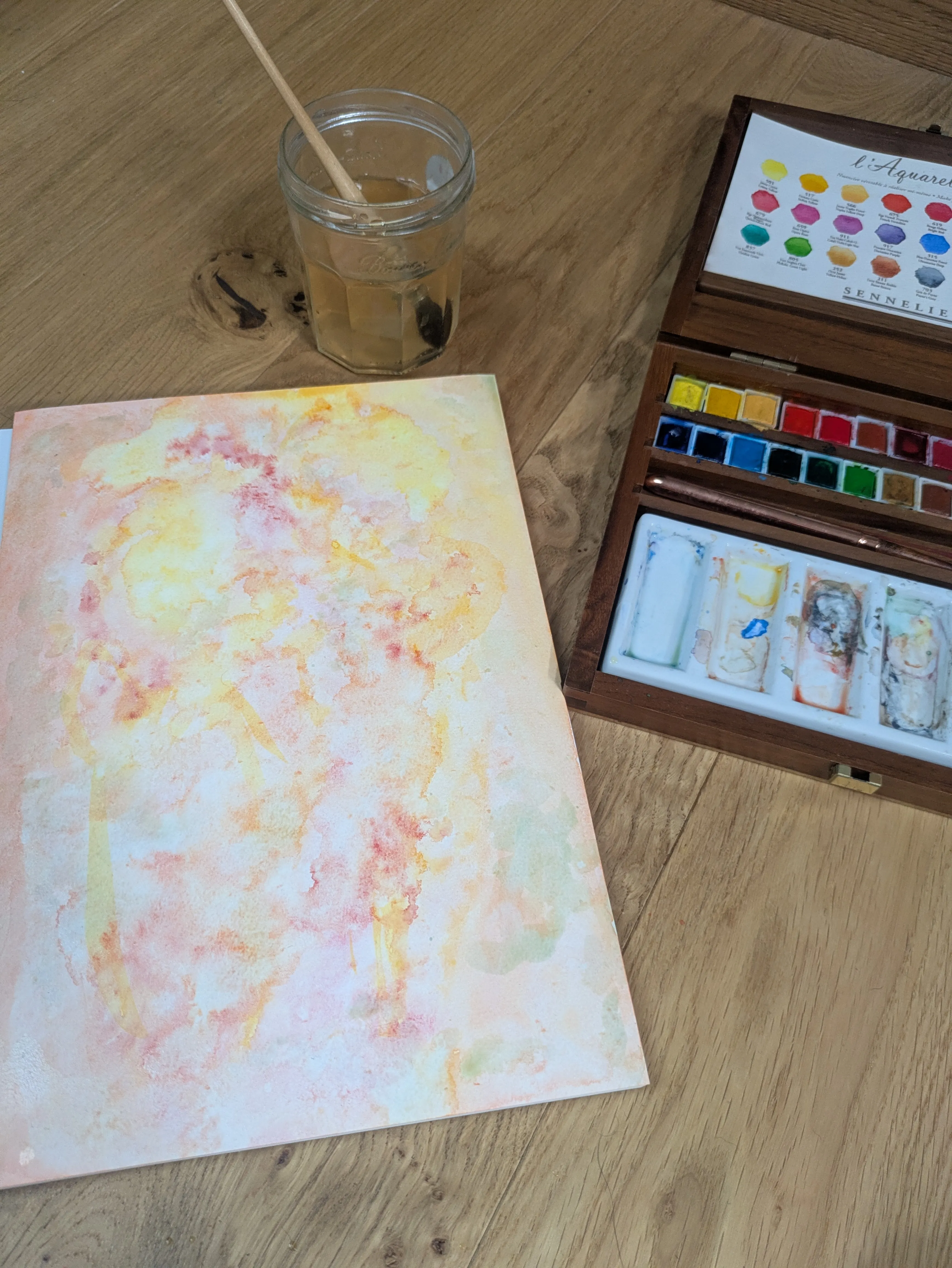Création d’un fond à l’aquarelle pour un atelier Couleurs de Soi